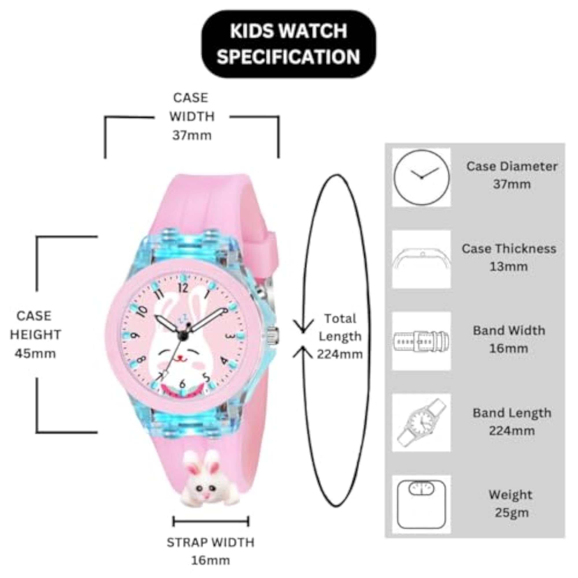 Kids' Analog Watch with Multicolor Glowing Disco Light